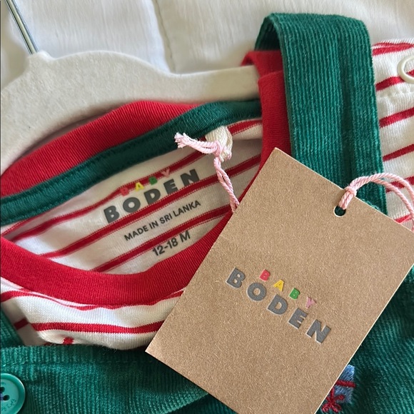 MiniBoden Cord Novelty Dungaree set  Overalls with Festive Embroidery 12-18m - Picture 8 of 8